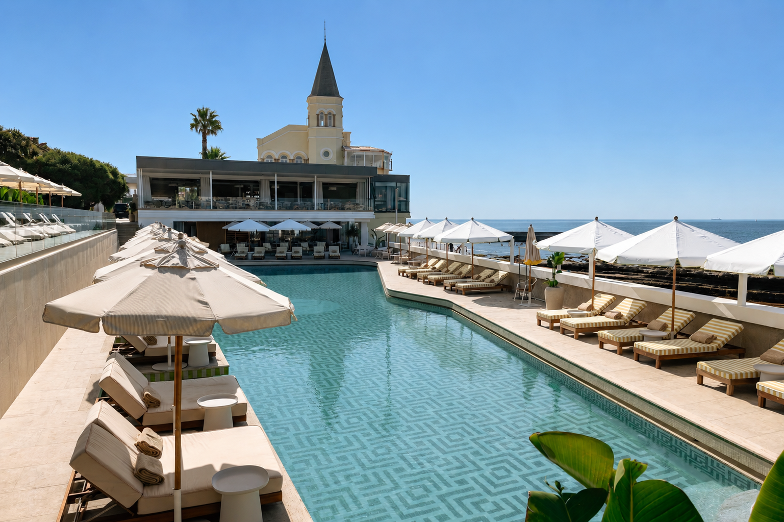 The Club and its pool above the Atlantic
