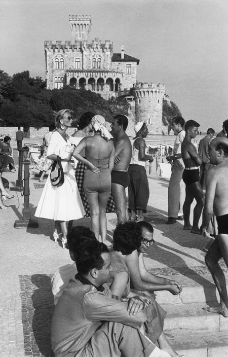 Bathers below the castle at Tamariz, Estoril, in the 1950s